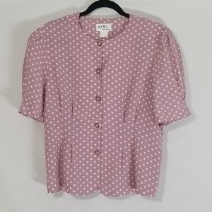 Vintage Pink & White Polkadot Top